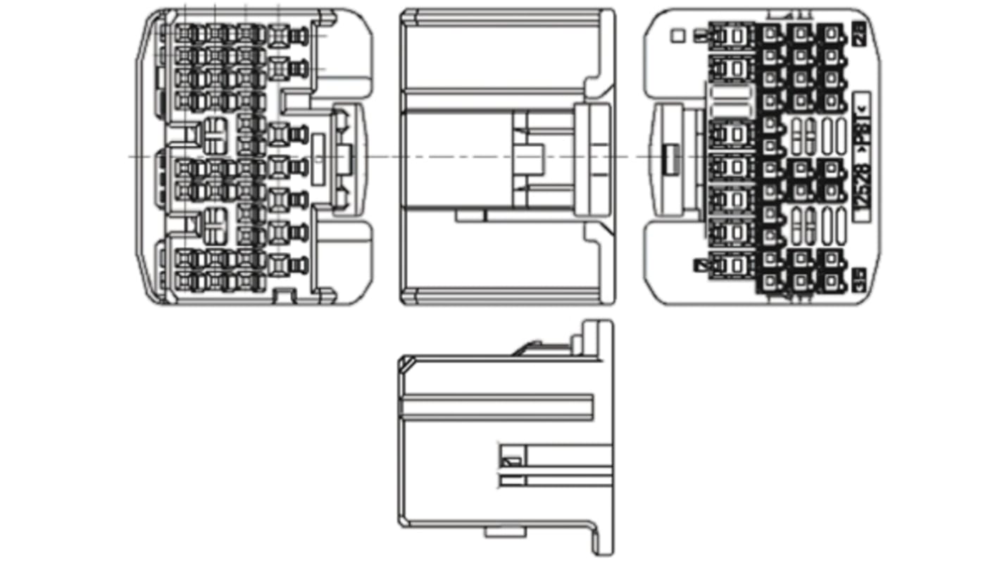 Carcasa de conector TE Connectivity 1674558-1, Serie MULTILOCK 025/040 III, paso: 22mm, 35 contactos, 3 filas, Recto,