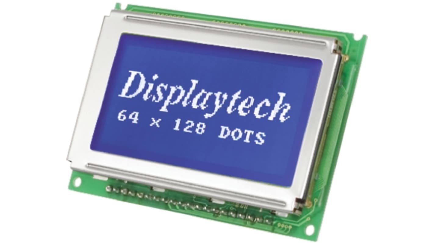 Displaytech Monochrom LCD, Graphisch 128 x 64pixels, Hintergrund Schwarz reflektiv