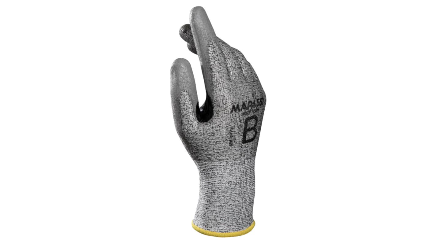Mapa KRYTECH 557 Grey HPPE Cut Resistant Work Gloves, Size 9, Polyurethane Coating