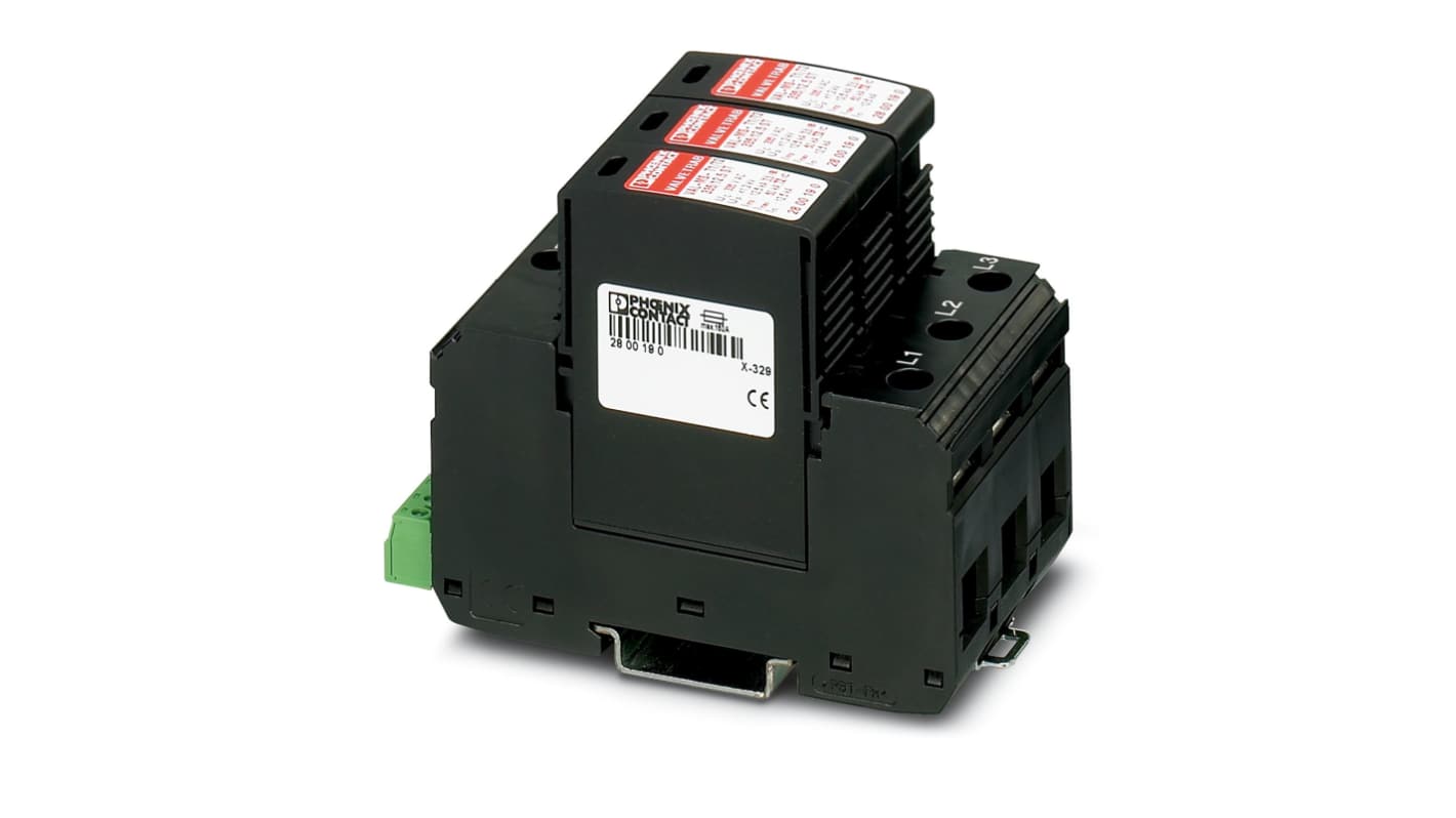 Phoenix Contact 3 Phase Surge Protector, 50kA, 250V ac, DIN Rail Mount