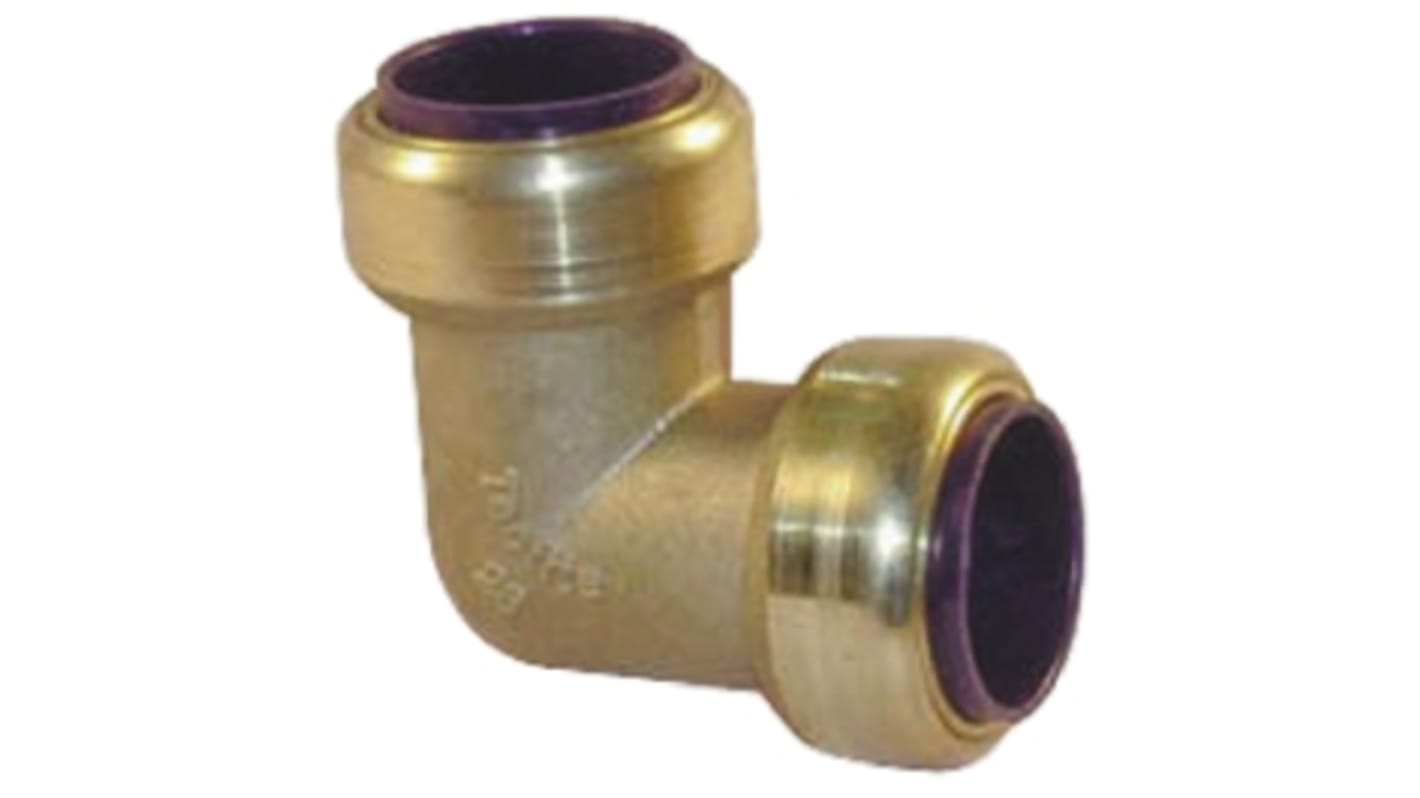 Pegler Yorkshire Brass Pipe Fitting, 90° Push Fit Elbow, Female to Female 22mm