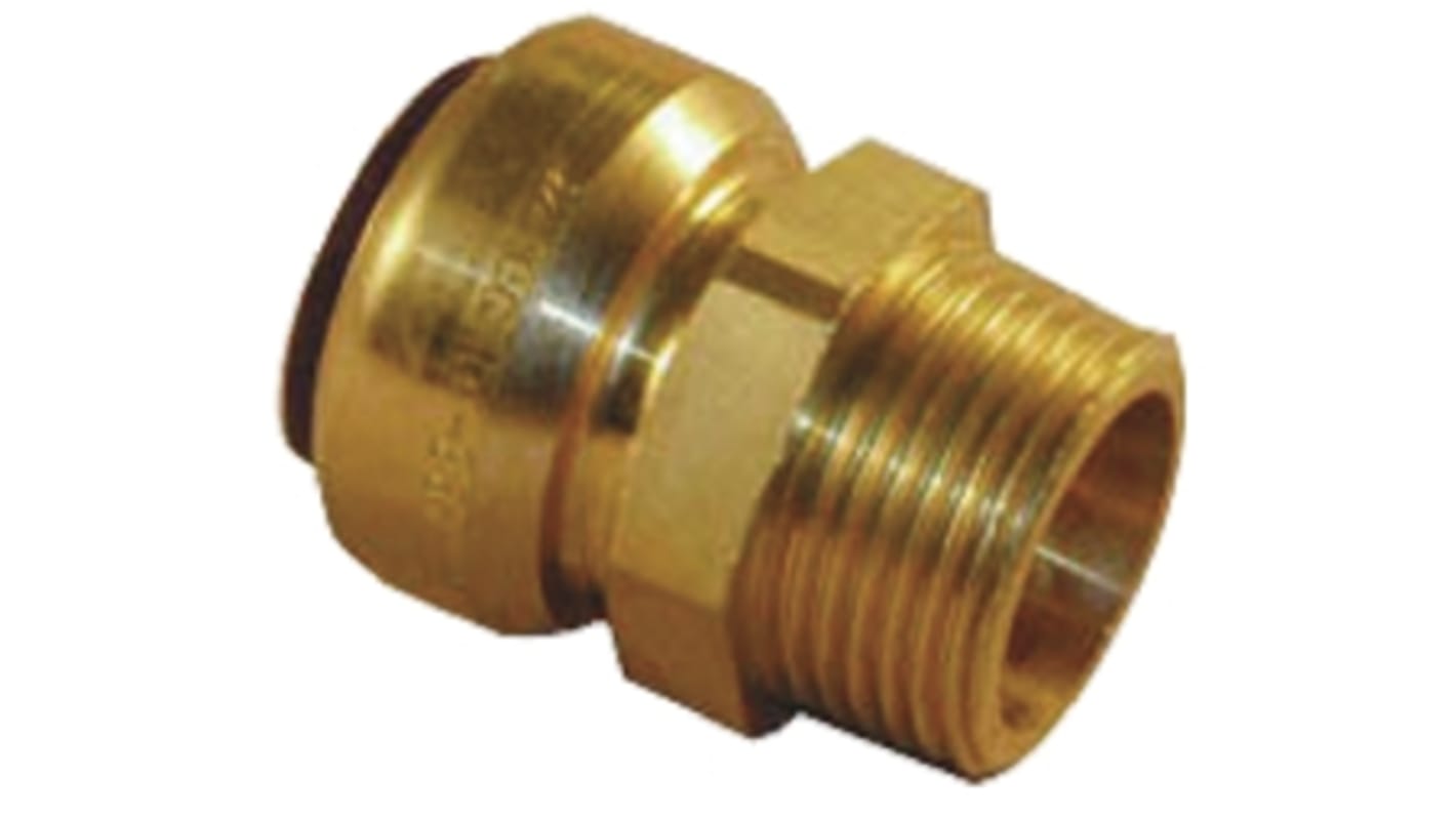 Pegler Yorkshire Brass Pipe Fitting, Straight Push Fit Taper Coupler, Male R 1/2in to Female 15mm