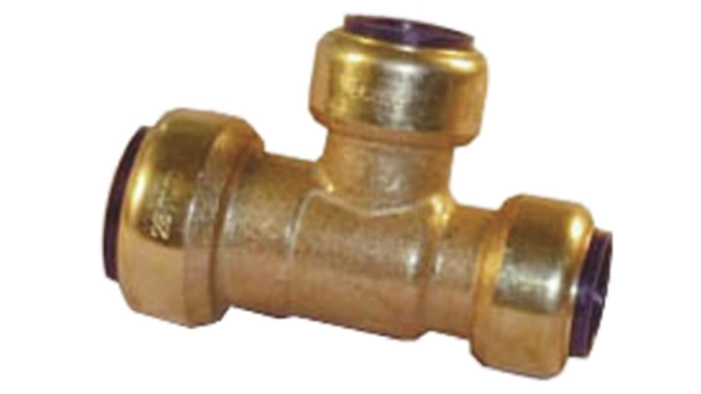 Pegler Yorkshire 一端和支管渐缩异径三通, 推入式黄铜管件, 内螺纹内螺纹内螺纹