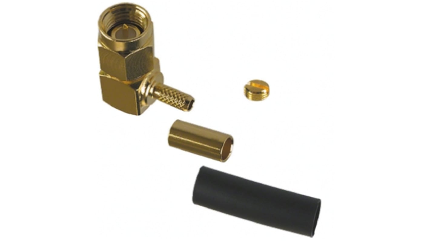 TE Connectivity, Plug Cable Mount SMA Connector, 50Ω, Crimp Termination, Right Angle Body