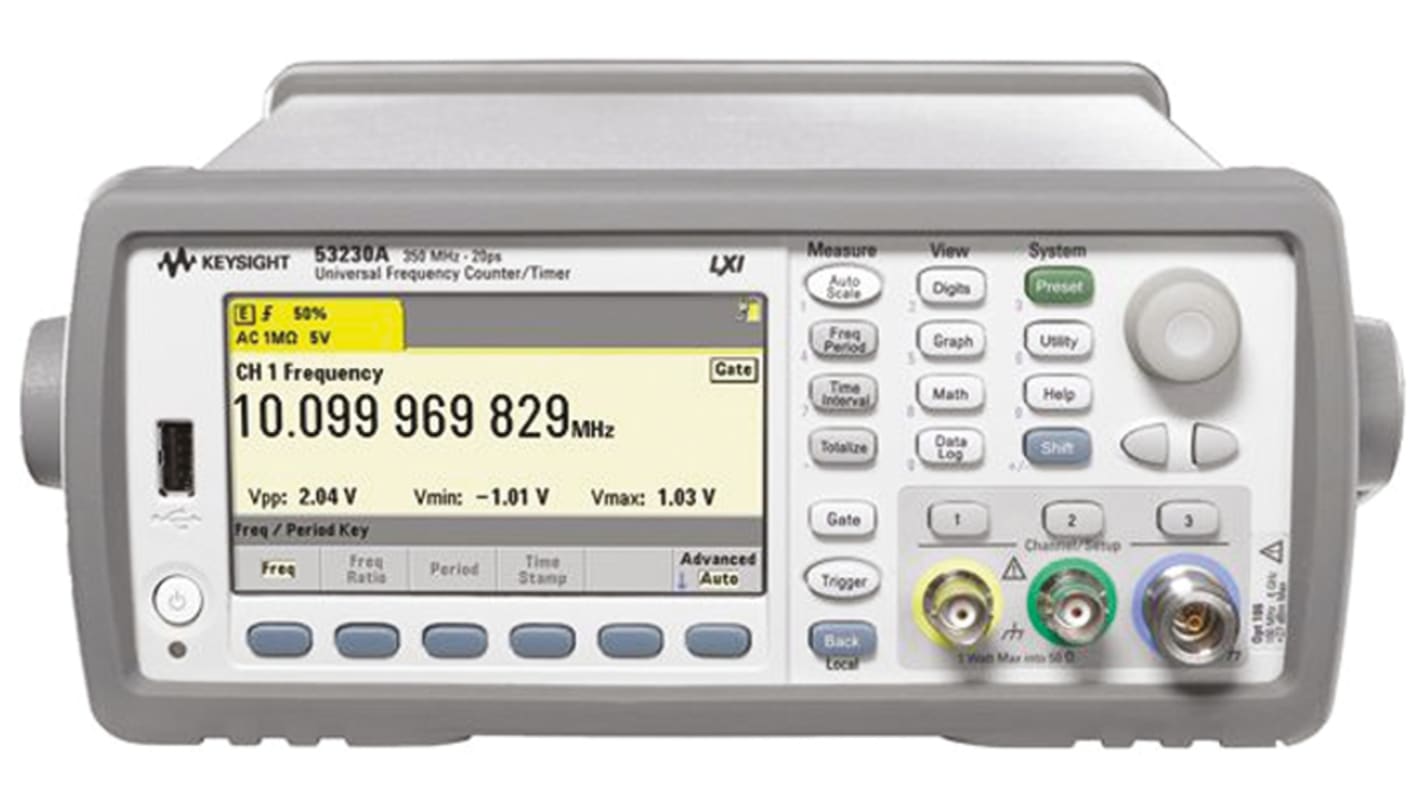 Keysight Technologies 53230A Frequency Counter, 0 Hz Min, 350MHz Max, 12 Digit Resolution - With RS Calibration