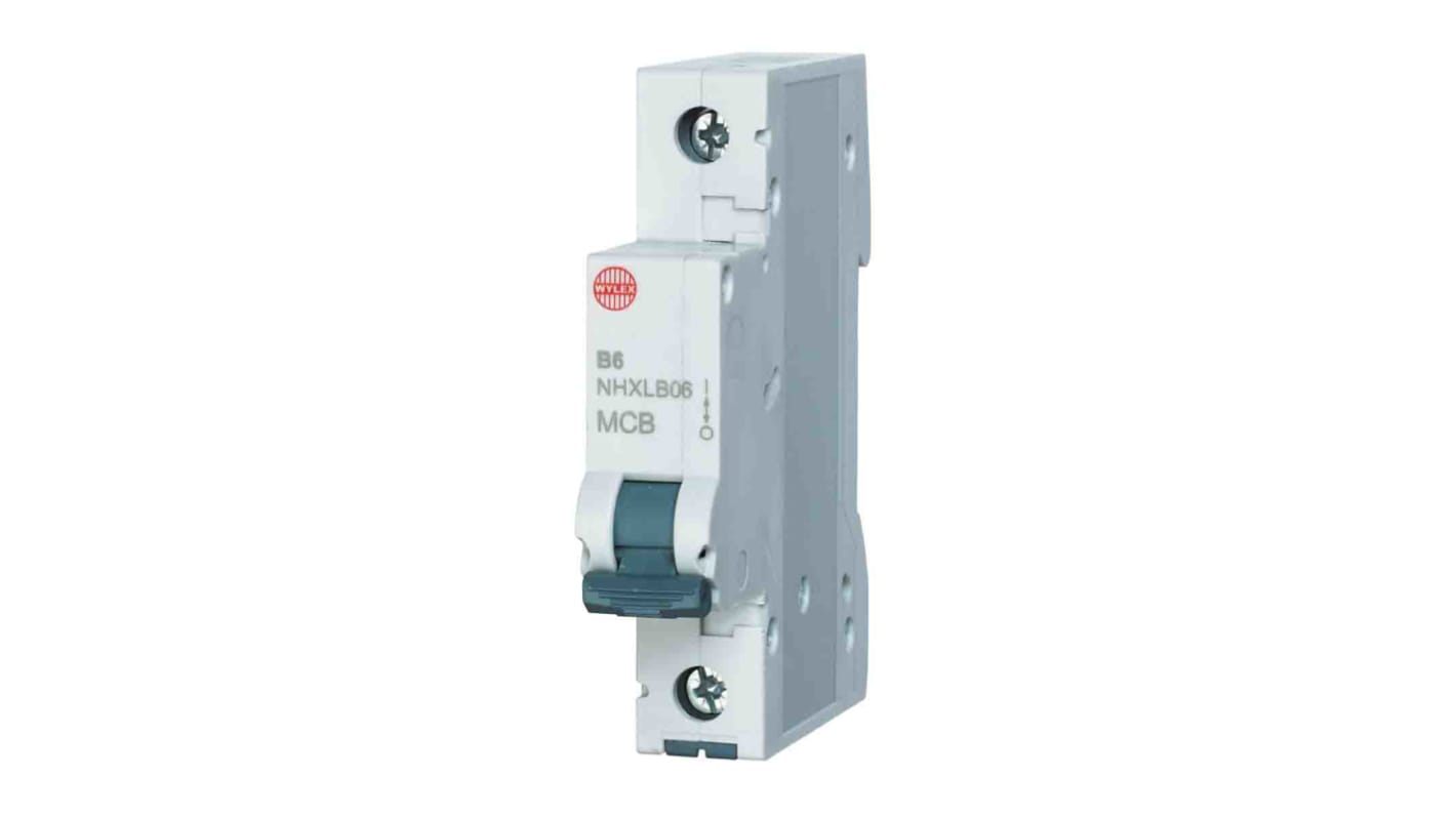 Wylex NSB Series 1 MCB, 1P, 6A Curve B, 6 kA Breaking Capacity