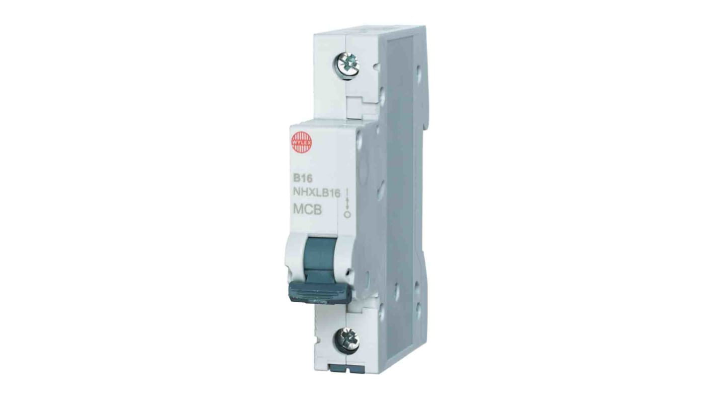 Wylex NSB Series 1 MCB, 1P, 16A Curve B, 6 kA Breaking Capacity