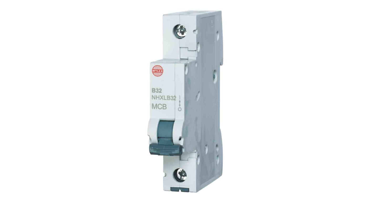 Wylex NSB Series 1 MCB, 1P, 32A Curve B, 6 kA Breaking Capacity