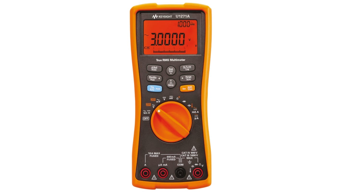Keysight Technologies U1271A 真有效值手持式万用表, 最大1000V 交流, 最大1000V 直流, 最大100MΩ