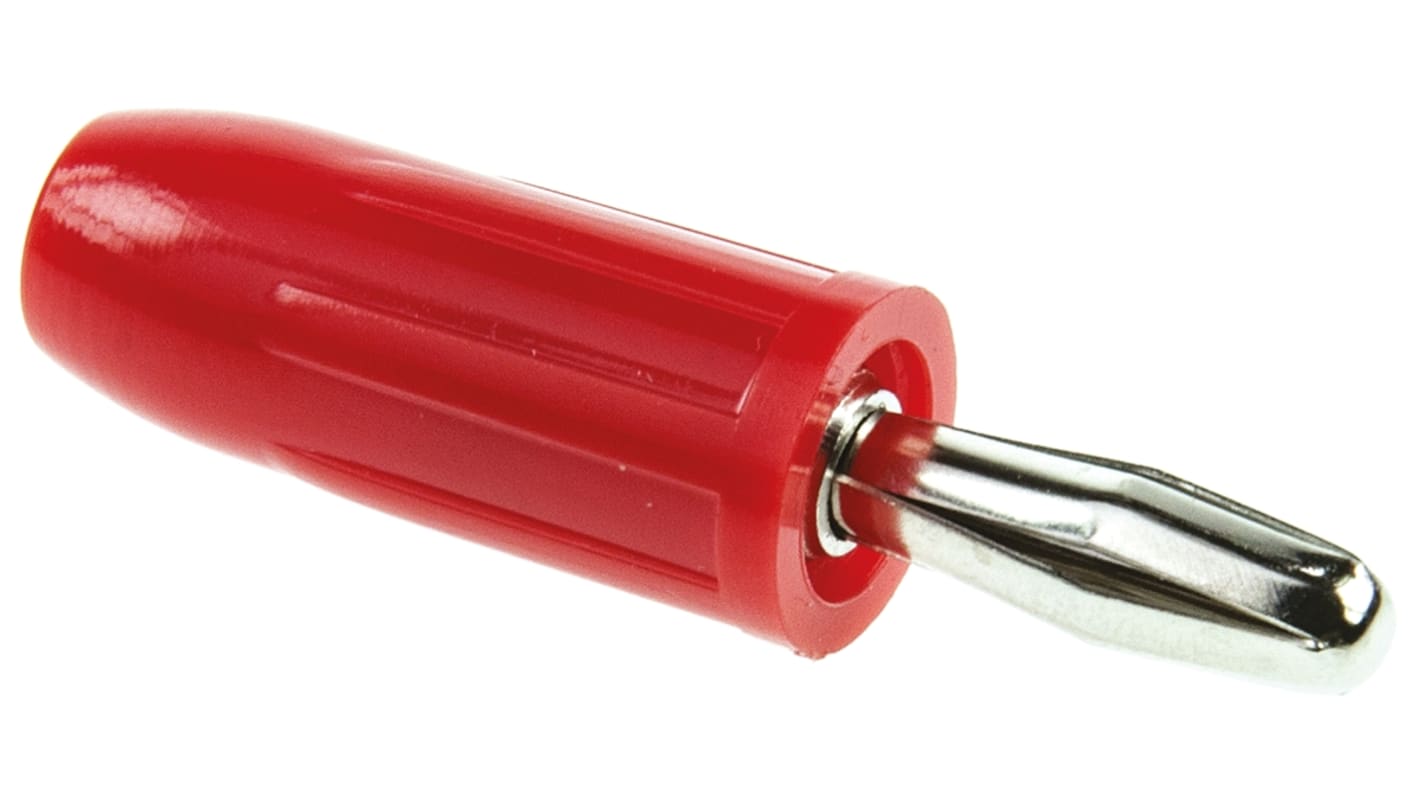 Mueller Electric Red Male Banana Plug, 4 mm Connector, 15A, Nickel Plating