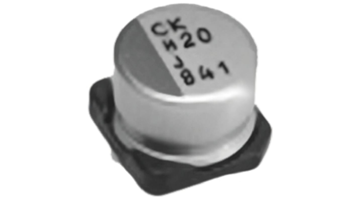 Nichicon CK, SMD Polymerkondensator 390μF ±20% / 2.5V dc, Ø 6.3mm, -55°C → +105°C