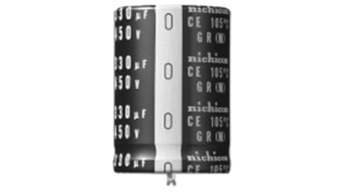 Condensatore Nichicon, serie GR, 330μF, 200V cc, ±20%, +105°C, Ad innesto
