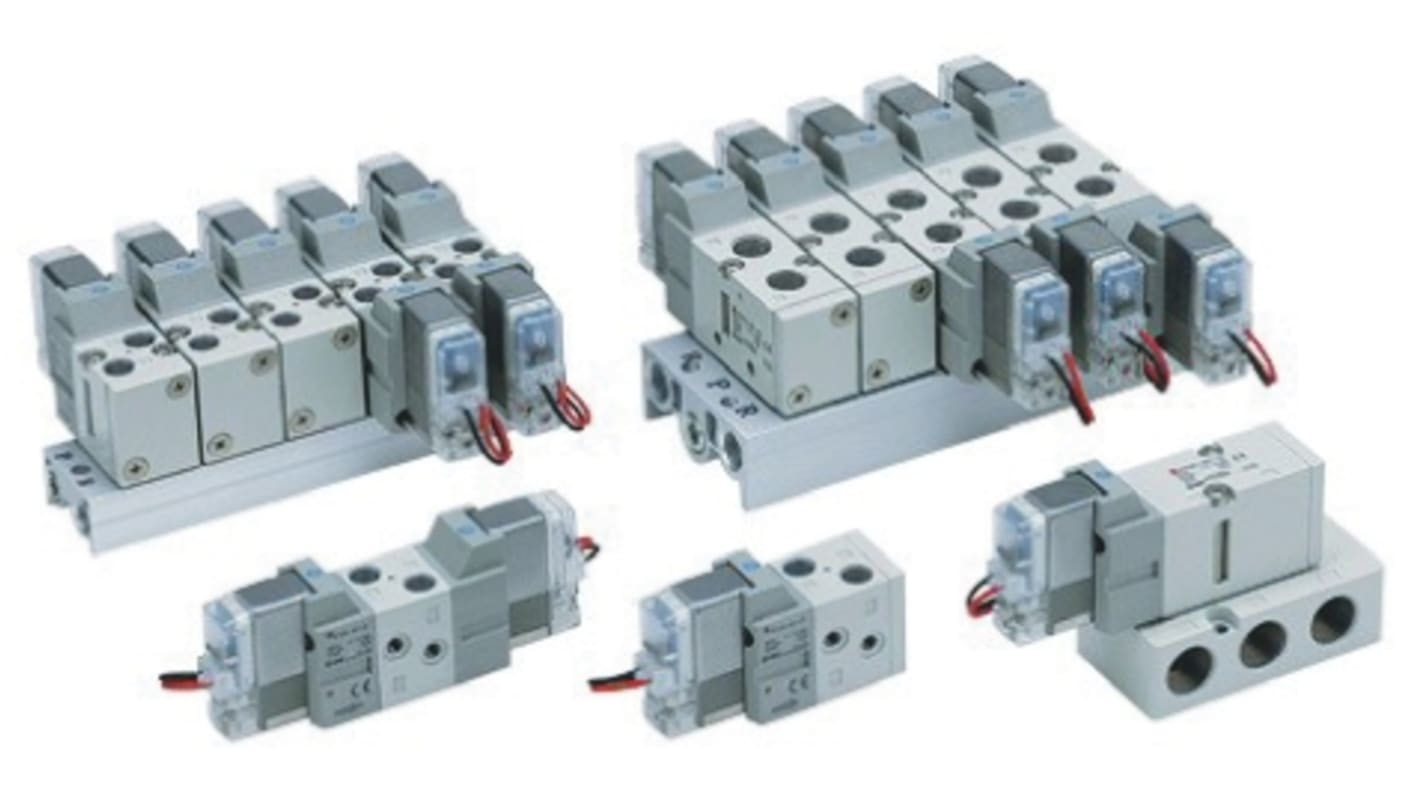 SMC VF3000 Pneumatik-Magnetventil 5/2 Einzelplatzinstallation Rc1/4, Magnet/Pneumatisch-betätigt 24V dc