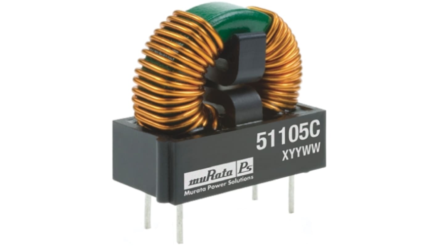 Murata 5 mH Common Mode Choke, Max SRF:100MHz, 1.2A Idc, 197mΩ Rdc, 5100