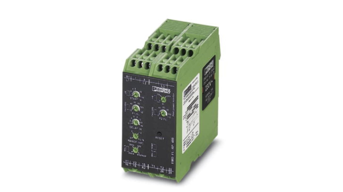 Phoenix Contact Current, Temperature, Voltage Monitoring Relay, 1, 3 Phase, DPDT, 0 → 480V ac