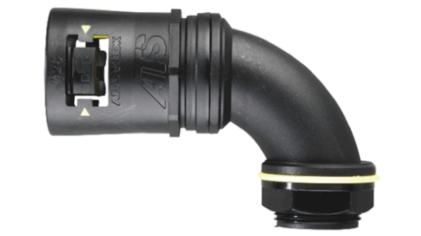 Adaptaflex 90° Elbow, Conduit Fitting, 16mm Nominal Size, M16, Nylon 66, Black