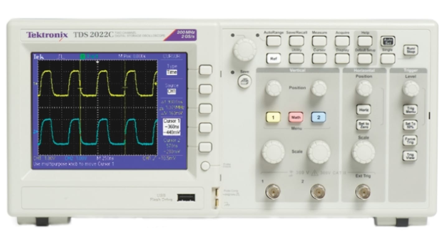 Tektronix TDS2002C L8A0 TDS2000 Series, 70MHz Bench Oscilloscope