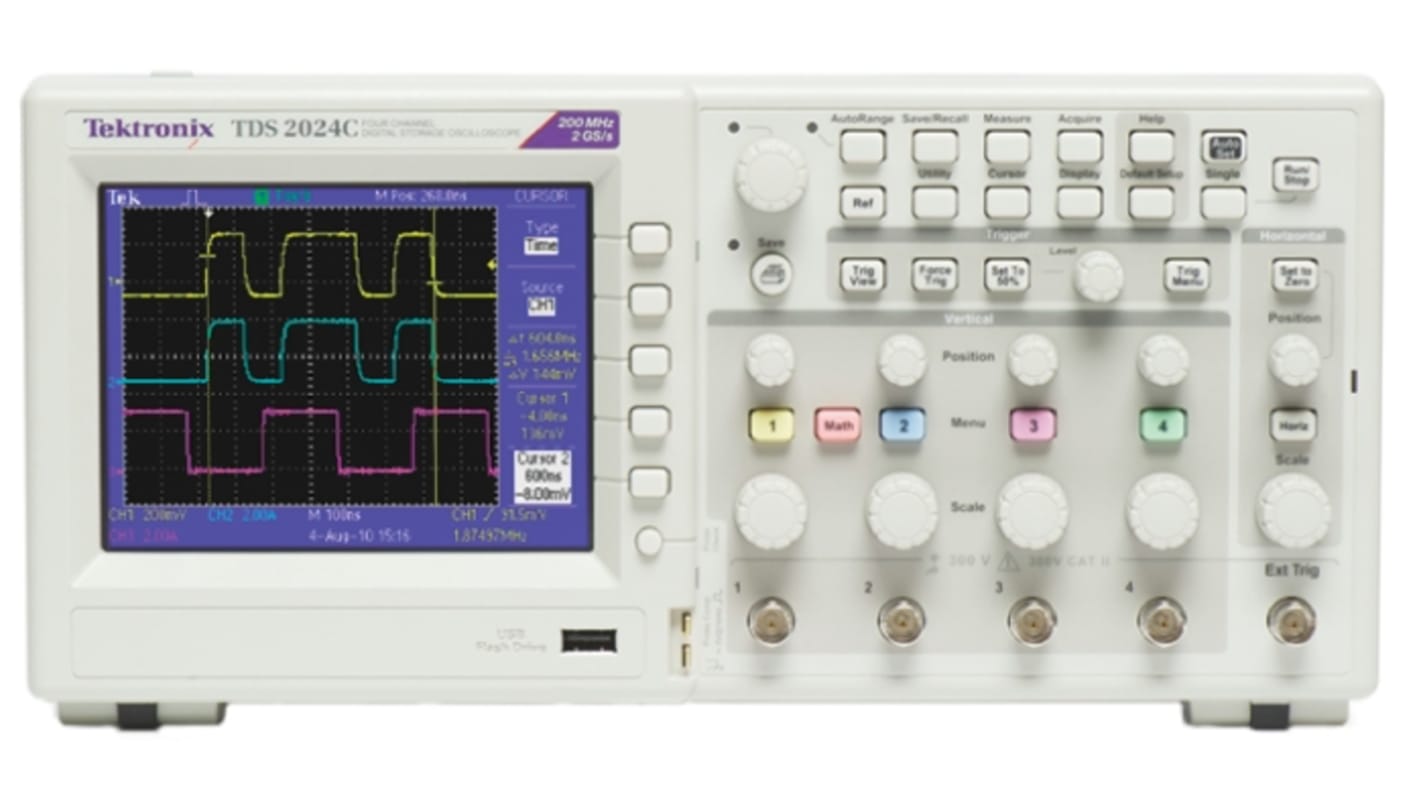 Tektronix オシロスコープ, 70MHz, ベンチ, TDS2004C | RS Tektronix オシロスコープ, 70MHz, ベンチ, TDS2004C | RS