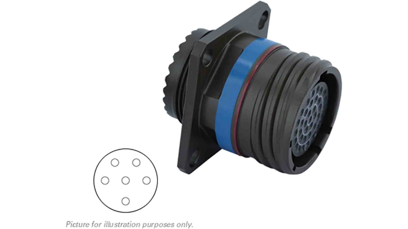 Souriau Sunbank by Eaton, 8D, Copper Alloy 6 Way MIL Spec Circular Connector ReceptacleBlack, Socket Contacts,Shell
