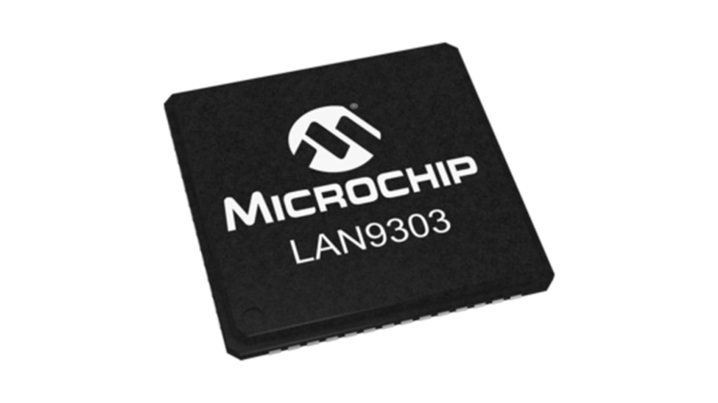 Microchip LAN9303-ABZJ, Ethernet Switch IC, 10Mbps MII, RMII, 3.3 V, 56-Pin QFN