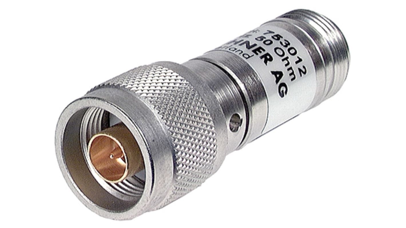 Huber+Suhner 50Ω RF Attenuator N Connector N Plug to N Socket 0.5 dB, 6 dB, Operating Frequency 12.4GHz