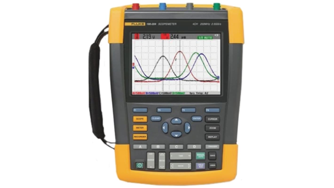 Fluke 190 ScopeMeter 190 II Series Digital Handheld Oscilloscope, 4 Analogue Channels, 100MHz - RS Calibrated