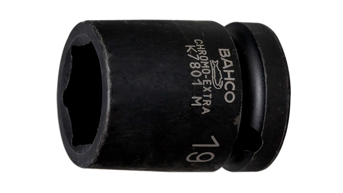 Bahco 12mm, 1/2 in Drive Impact Socket Hexagon, 38 mm length