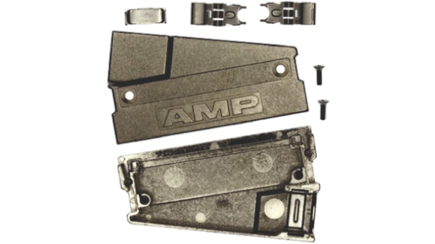 TE Connectivity AMPLIMITE .050 Series Zinc Angled D Sub Backshell, 68 Way, Strain Relief