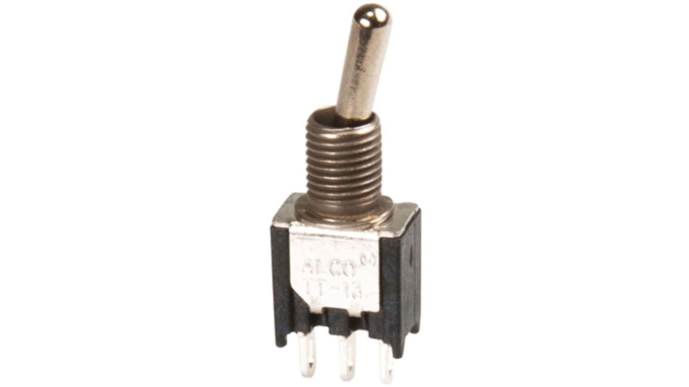 TE Connectivity Toggle Switch, Panel Mount, Latching, SPST, Through Hole Terminal