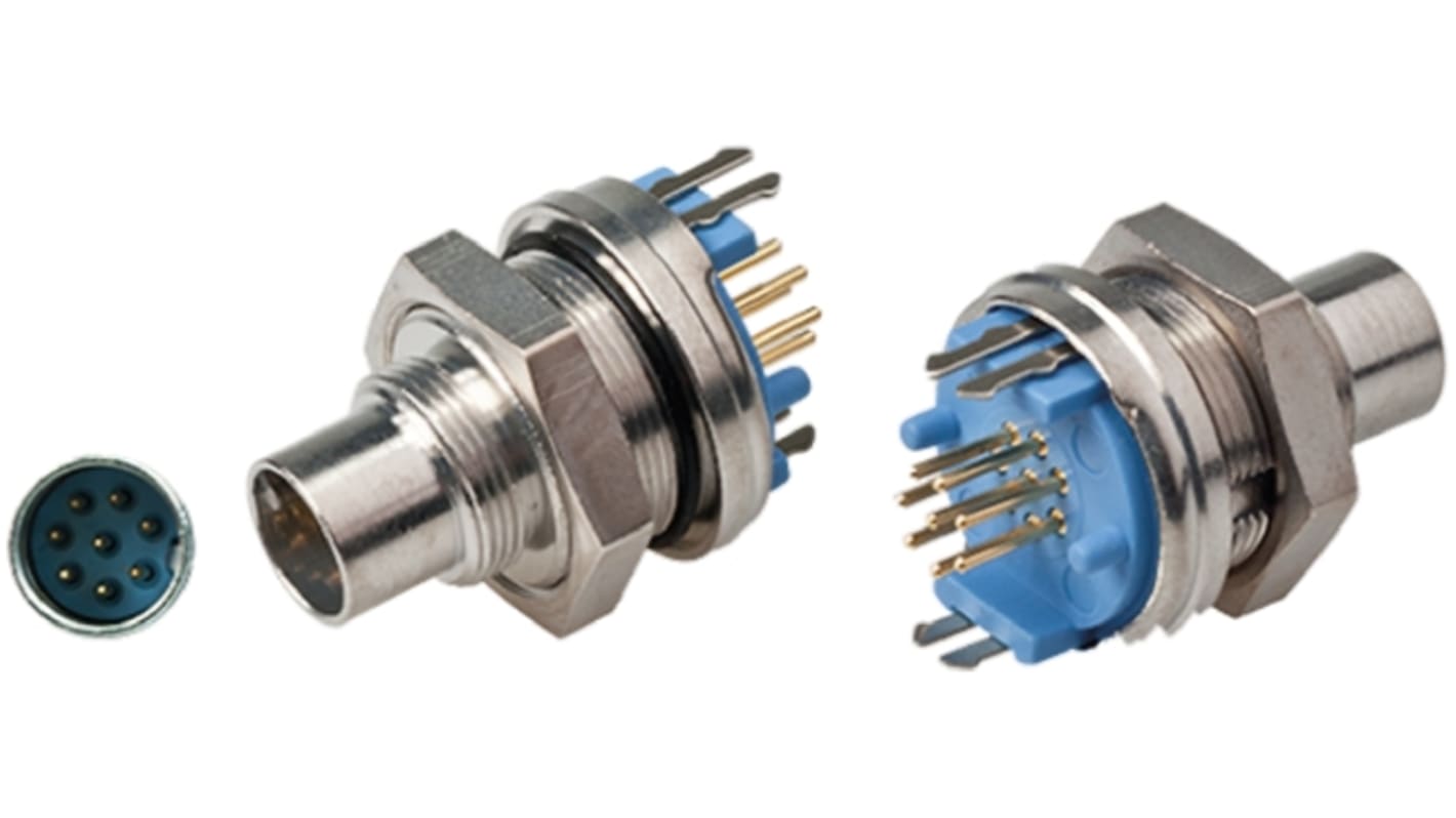 TE Connectivity Circular Connector, 8 Contacts, Panel Mount, Subminiature Connector, Plug, Male, IP65, TRIAD 01 Series