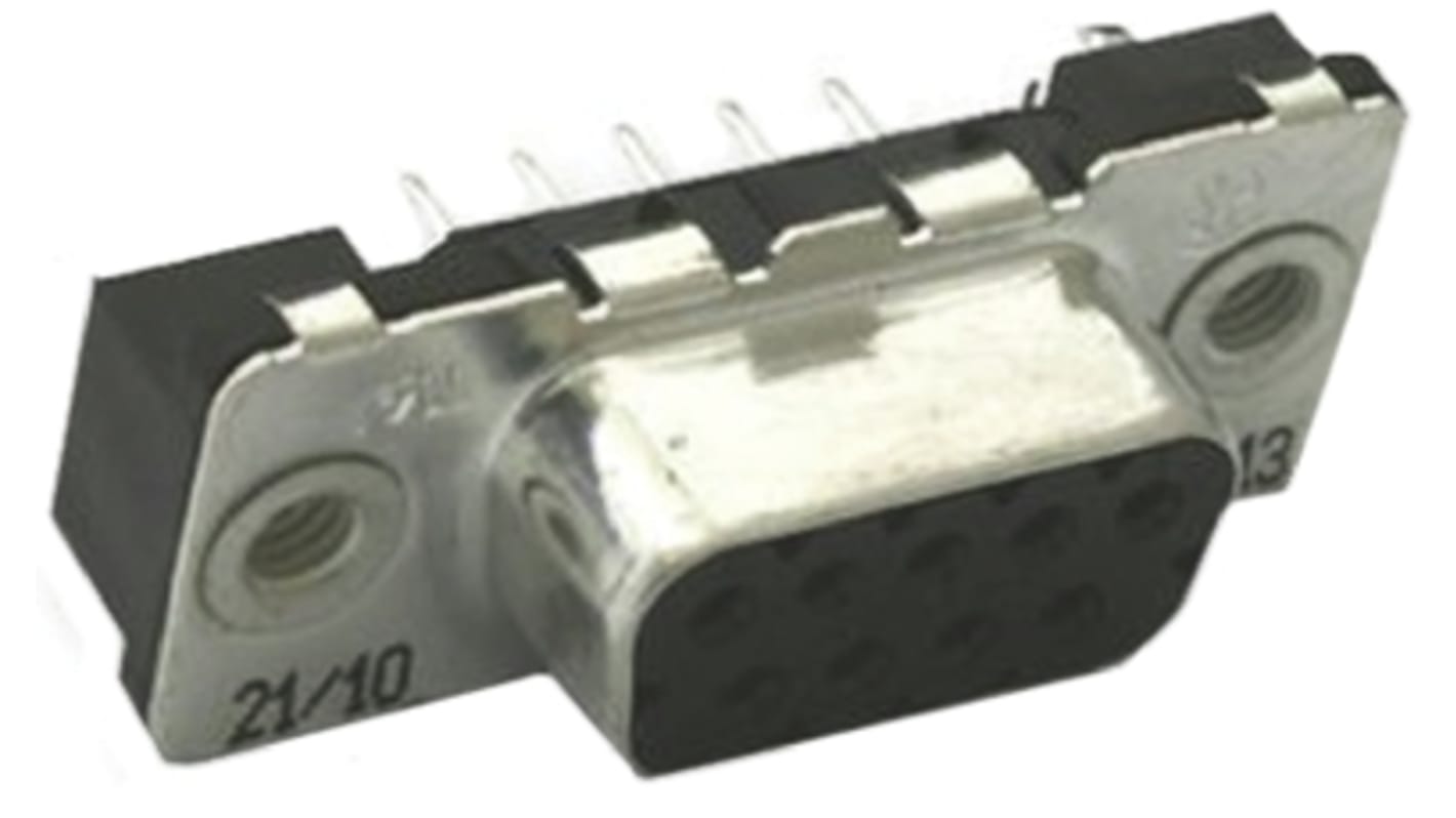 TE Connectivity Amplimite HD-20 9 Way Through Hole D-sub Connector Socket, 2.74mm Pitch, with Boardlocks, M3 Threaded