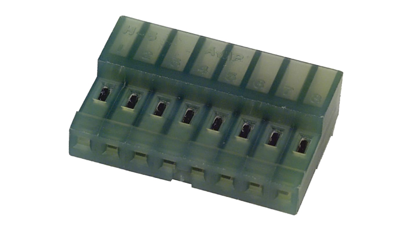 TE Connectivity IDC连接器, 母座, 8p, 2.54mm间距, 电缆安装, IDC端接, 直角, MTA-100系列