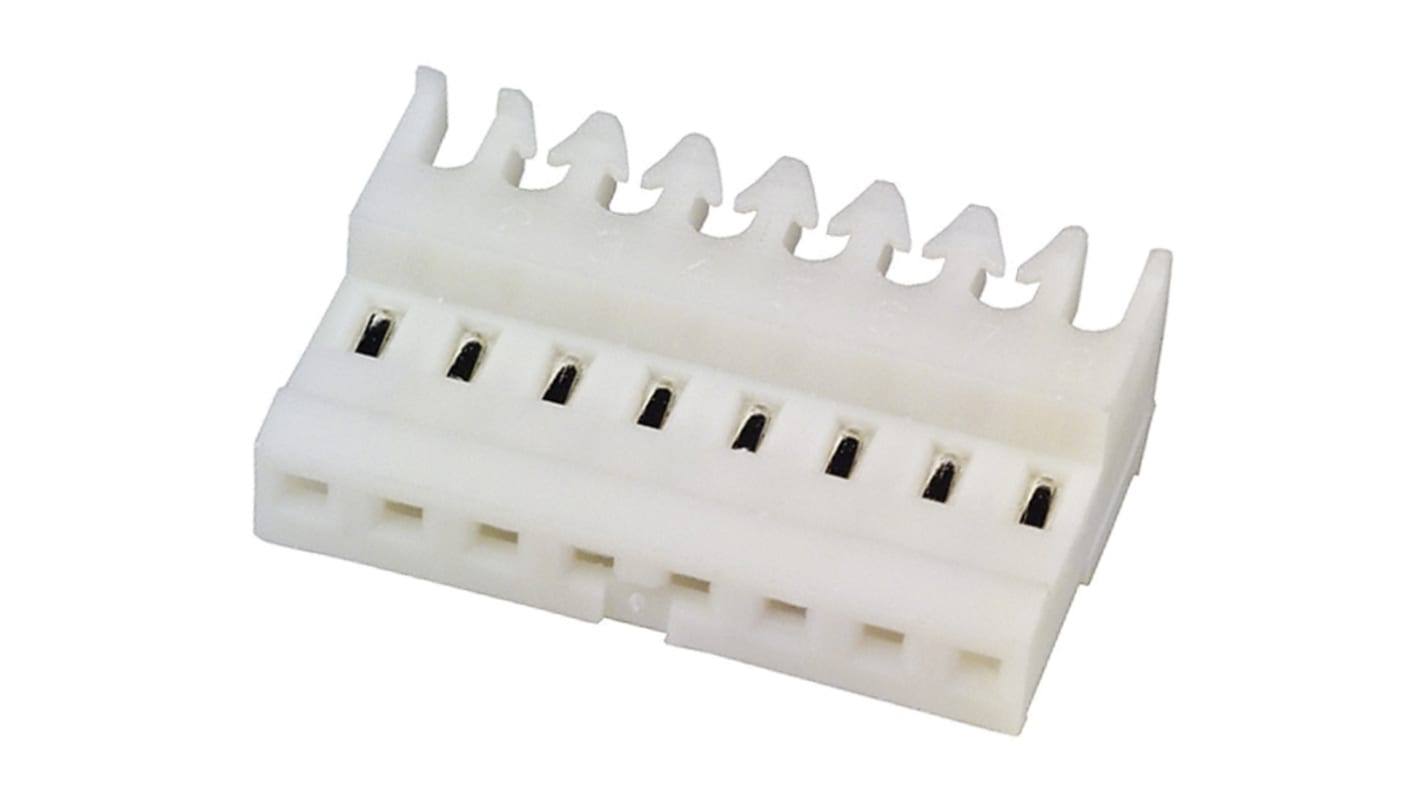TE Connectivity IDC连接器, 母座, 8p, 2.54mm间距, 电缆安装, IDC端接, 直角, MTA-100系列