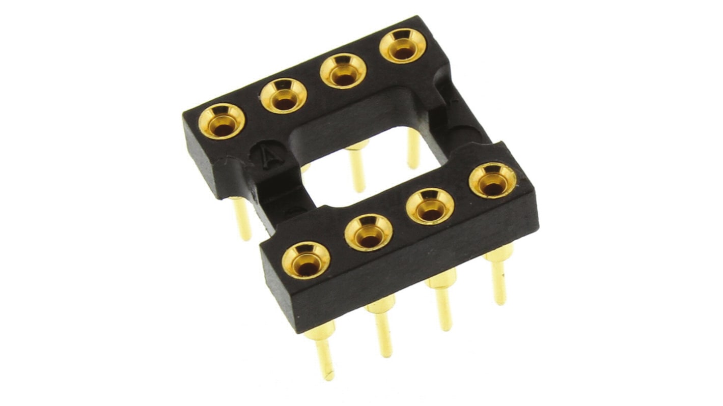 Support DIL TE Connectivity 8 voies, Traversant, broches Tulipe, Entraxe de 2.54mm, largeur de rangée 7.62mm