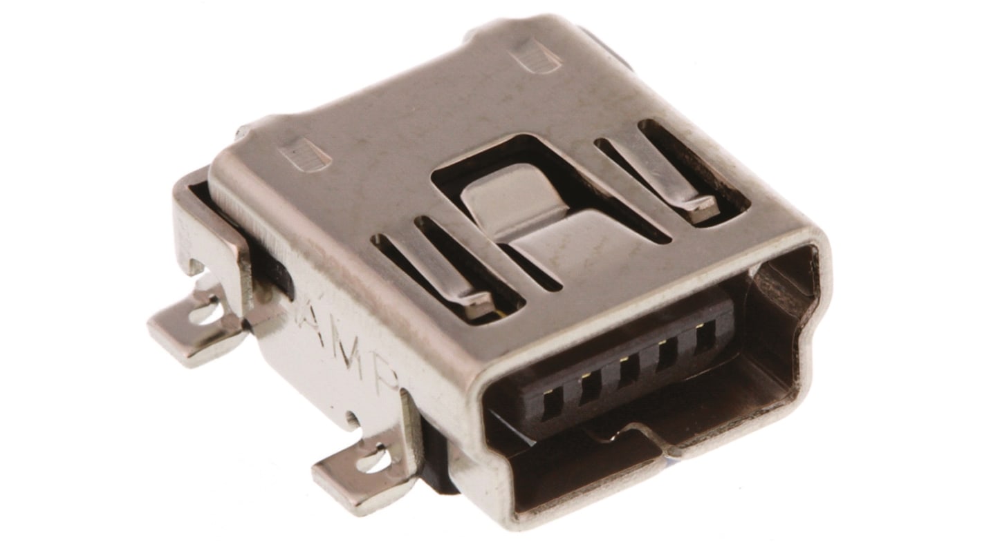 TE Connectivity Right Angle, SMT, Socket Type B 2.0 USB Connector