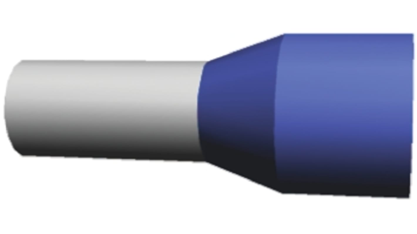 TE Connectivity Aderendhülsen bis 16mm², Stift ø 5.8mm, Blau, Kunststoff, 12mm, 24mm, Isoliert, 5AWG max.