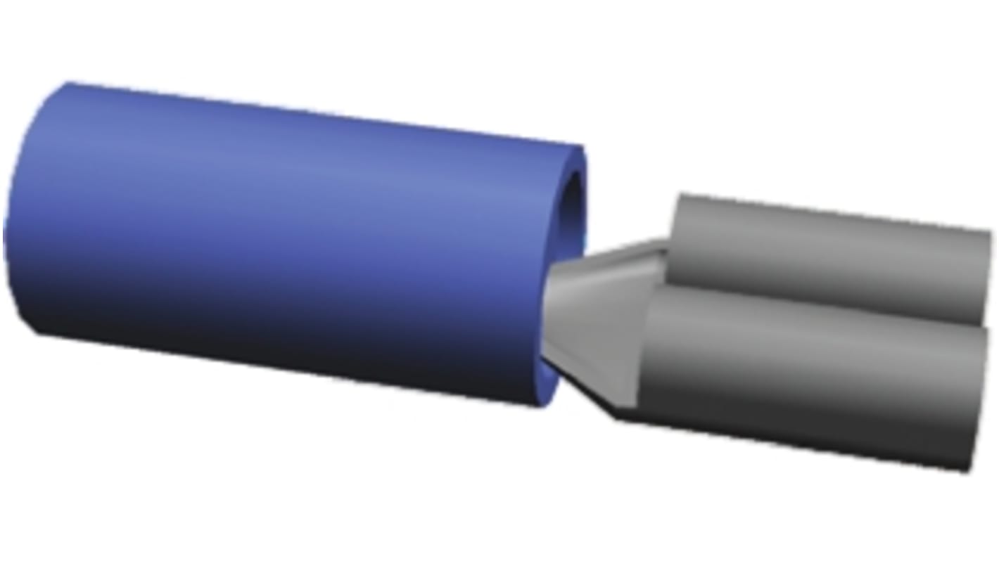 TE Connectivity PIDG FASTON .187 Blue Insulated Female Spade Connector, Receptacle, 4.8 x 0.8mm Tab Size, 1.3mm² to 2mm²