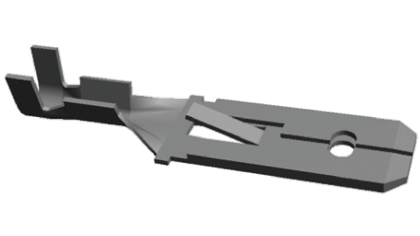 TE Connectivity FASTIN-FASTON .250 Uninsulated Male Spade Connector, Tab, 6.35 x 0.81mm Tab Size, 0.3mm² to 0.8mm²