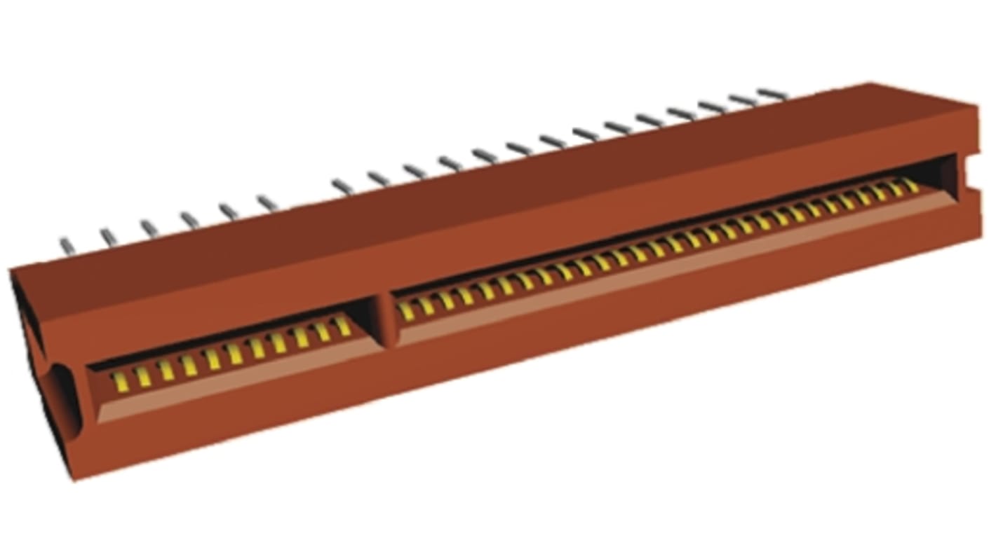 TE Connectivity Female Edge Connector, Through Hole Mount, 80-Contacts, 1.27mm Pitch, 2-Row, Solder Termination