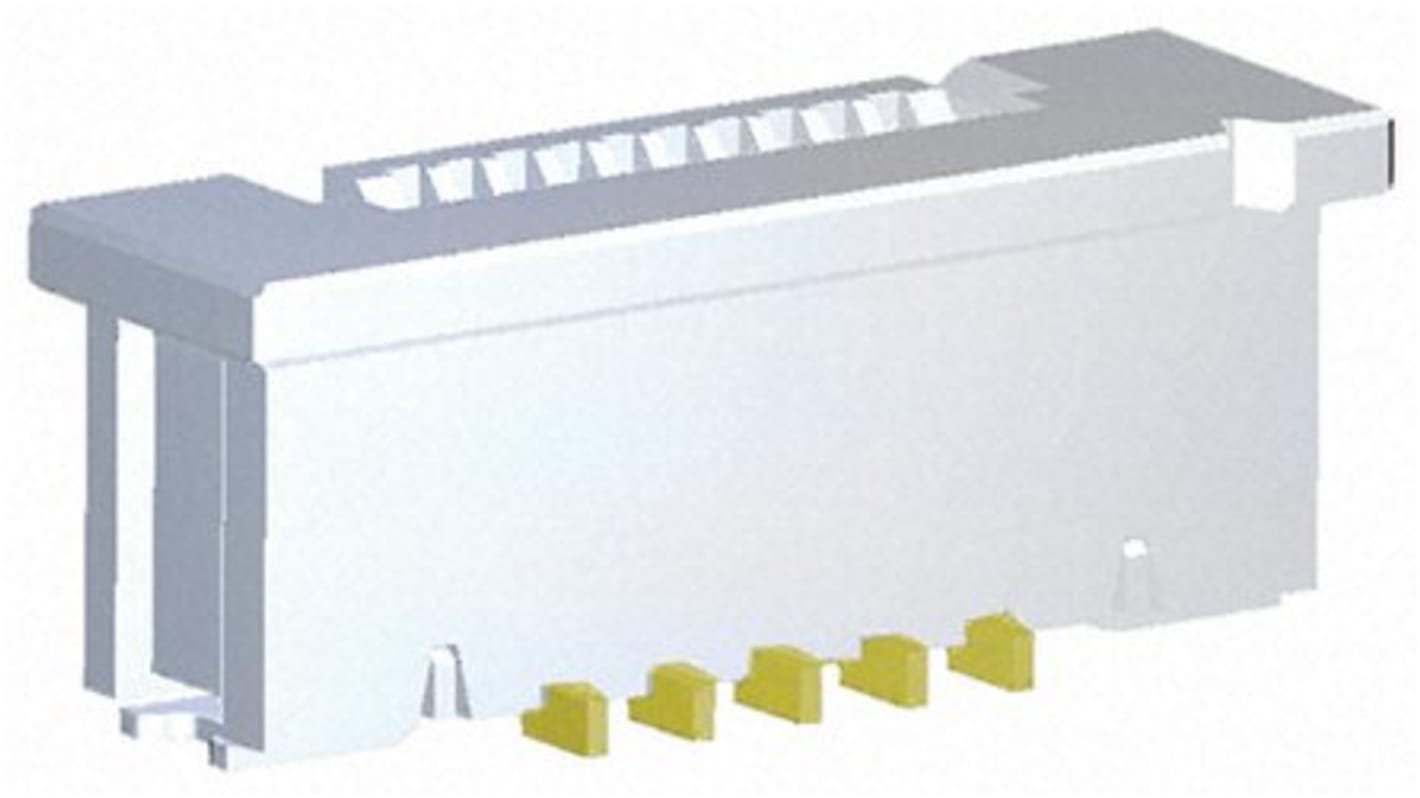 TE Connectivity FPC连接器, 母座, 10p, 0.5mm间距, 单排, SMT安装, 直向, 500mA, 50 V 交流, FPC系列