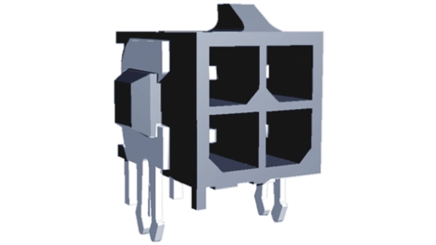 TE Connectivity Micro MATE-N-LOK Series Right Angle Through Hole PCB Header, 4 Contact(s), 3.0mm Pitch, 2 Row(s),