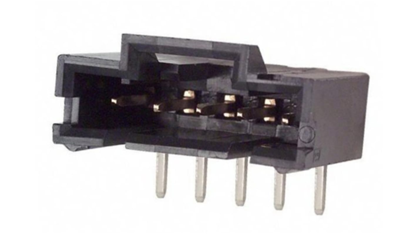 TE Connectivity AMPMODU MTE Series Right Angle Through Hole PCB Header, 5 Contact(s), 2.54mm Pitch, 1 Row(s), Shrouded