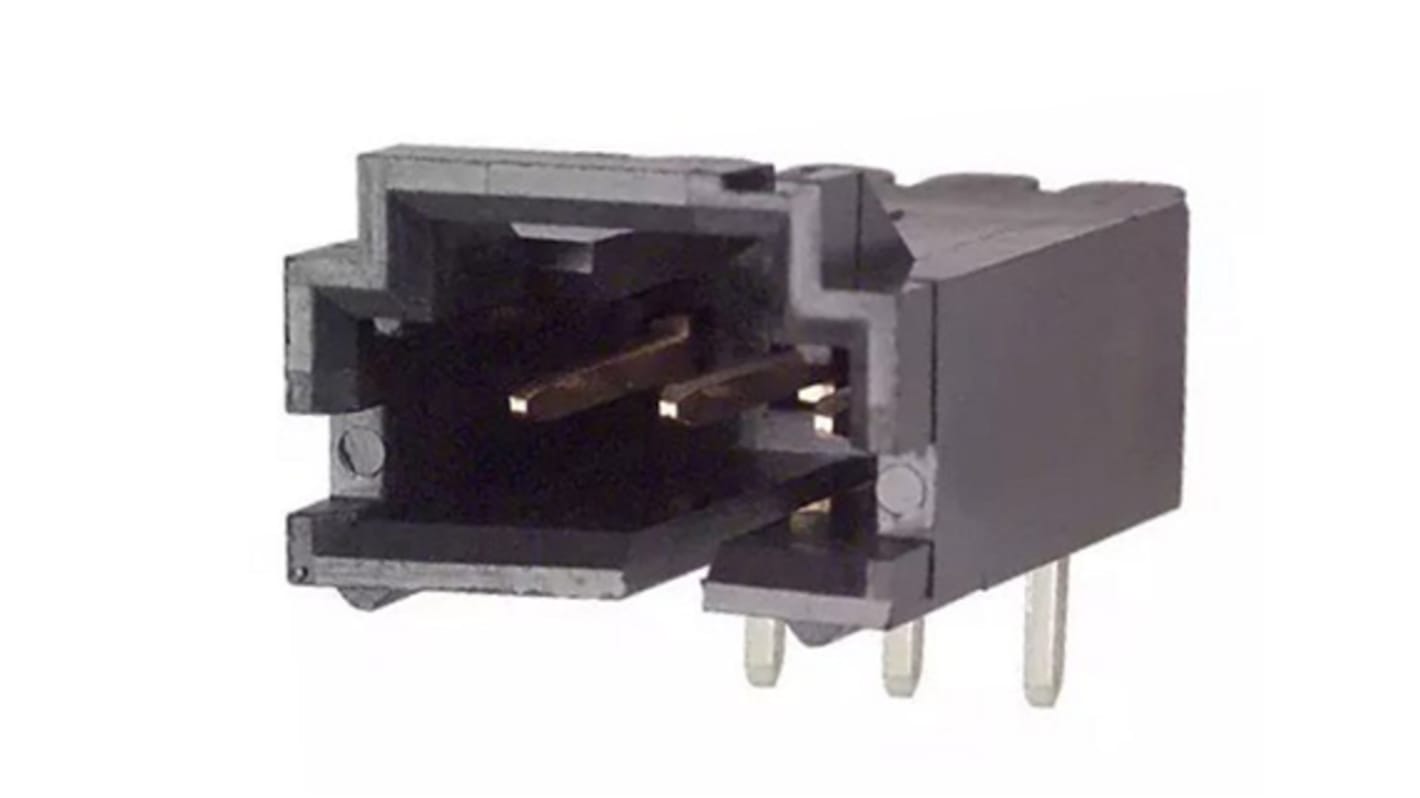 TE Connectivity AMPMODU MTE Series Right Angle Through Hole PCB Header, 3 Contact(s), 2.54mm Pitch, 1 Row(s), Shrouded