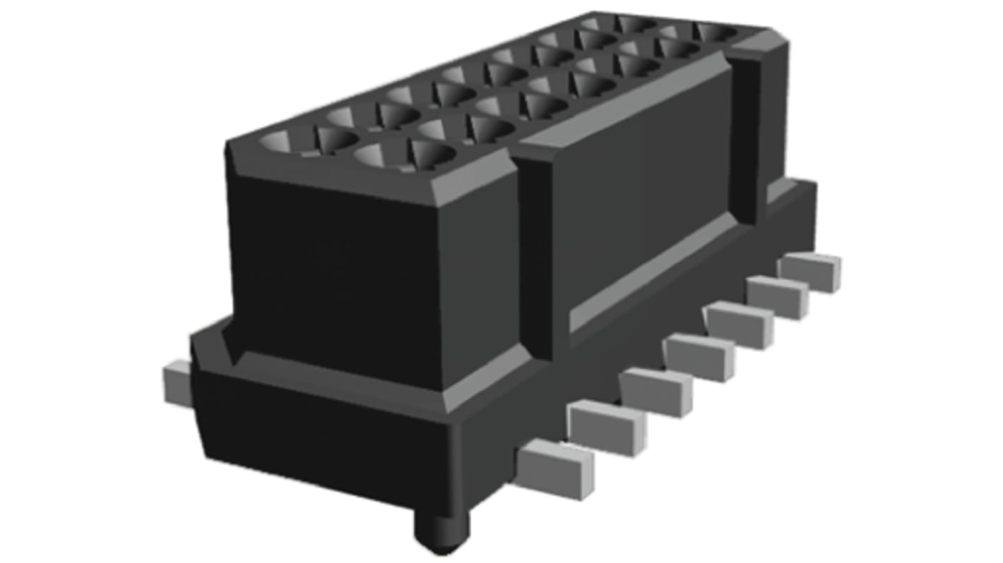 TE Connectivity 14p双排排母 直向板对板, 1.25mm间距, SMT安装, 50 V, 500mA