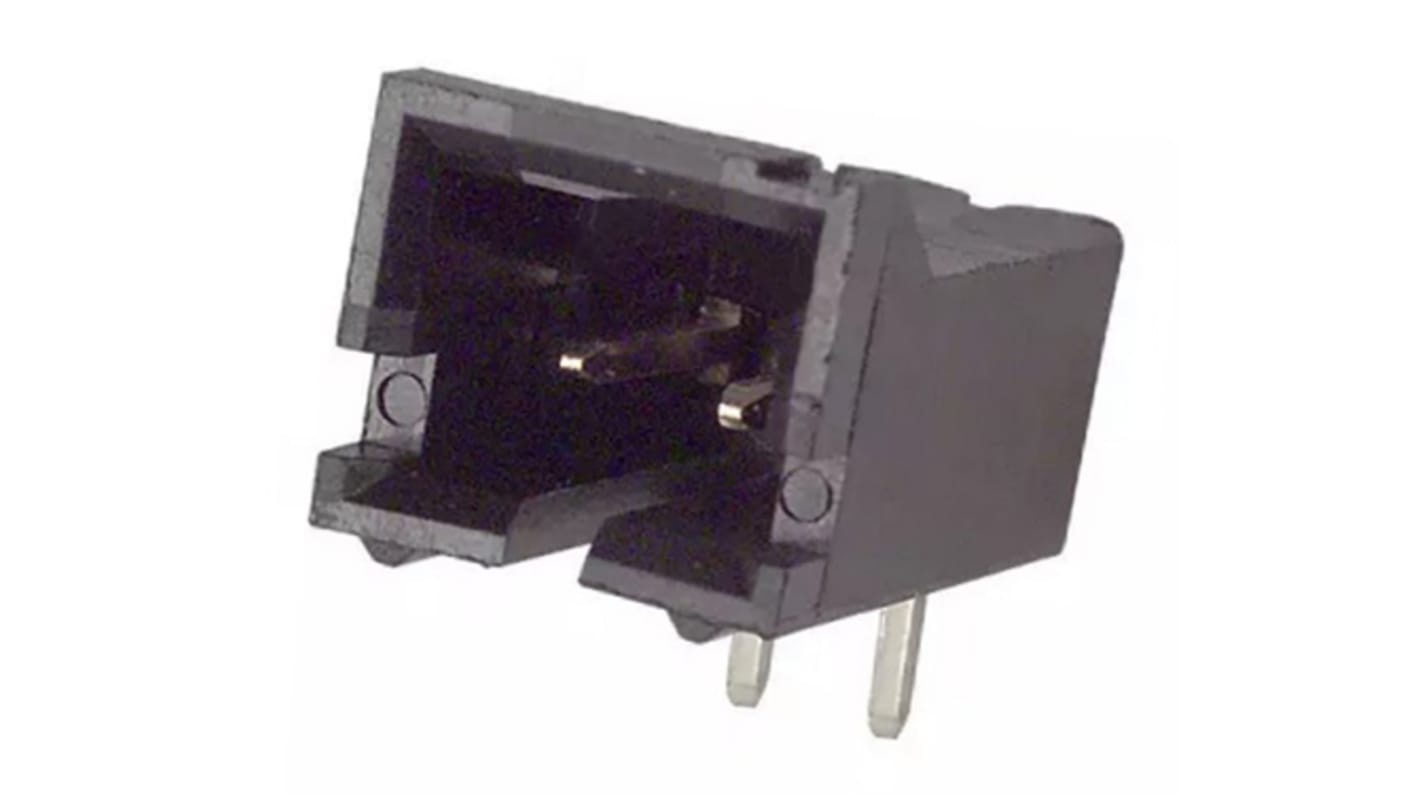 TE Connectivity AMPMODU MTE Series Right Angle Through Hole PCB Header, 2 Contact(s), 2.54mm Pitch, 1 Row(s), Shrouded