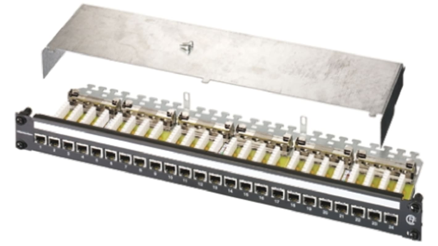 HellermannTyton EcoBand Series Cat5e 24 Port RJ45 RJ Patch Panel UTP 1U Black