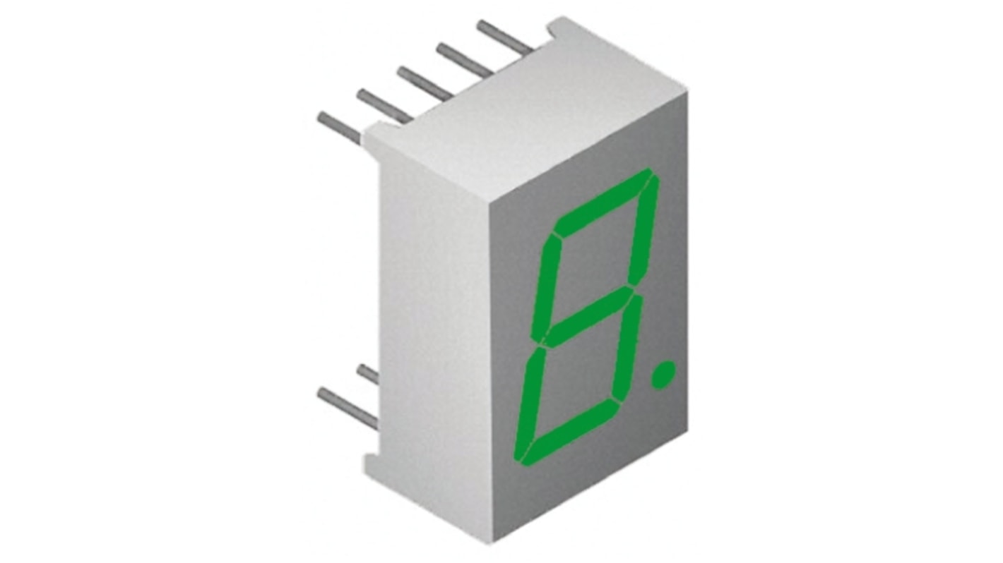 SC05-11CGKWA Kingbright 7-Segment LED Display, CC Green 34 mcd RH DP 12.7mm
