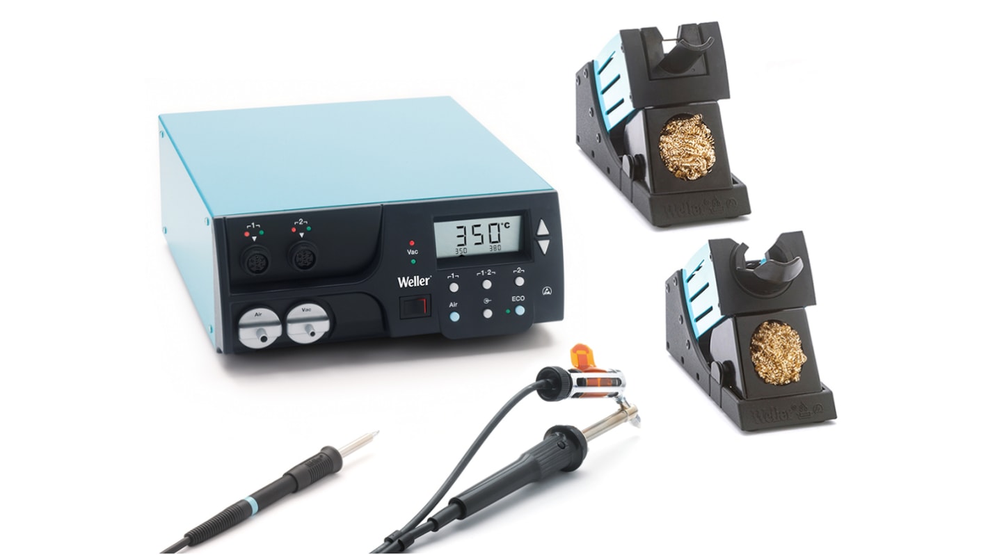 Stazione di rilavorazione Weller WR 2002, Dissaldatura / Aria calda / Saldatura, 300W, 2 uscite, 550°C, 230V