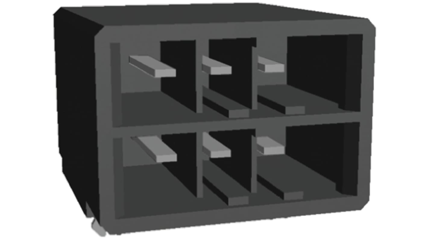 TE Connectivity Dynamic 3000 Series Right Angle Through Hole PCB Header, 6 Contact(s), 5.08mm Pitch, 2 Row(s), Shrouded