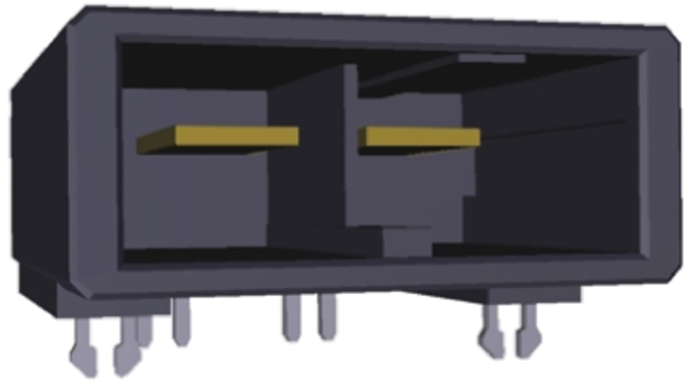 TE Connectivity Dynamic 5000 Series Right Angle Through Hole PCB Header, 2 Contact(s), 2.54mm Pitch, 1 Row(s), Shrouded